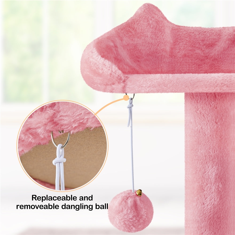 80″ Tall Multilevel Cat Tree with 2 Condos &amp; 3 Scratching Posts for Kittens, Pink