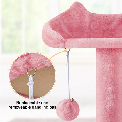 80″ Tall Multilevel Cat Tree with 2 Condos &amp; 3 Scratching Posts for Kittens, Pink