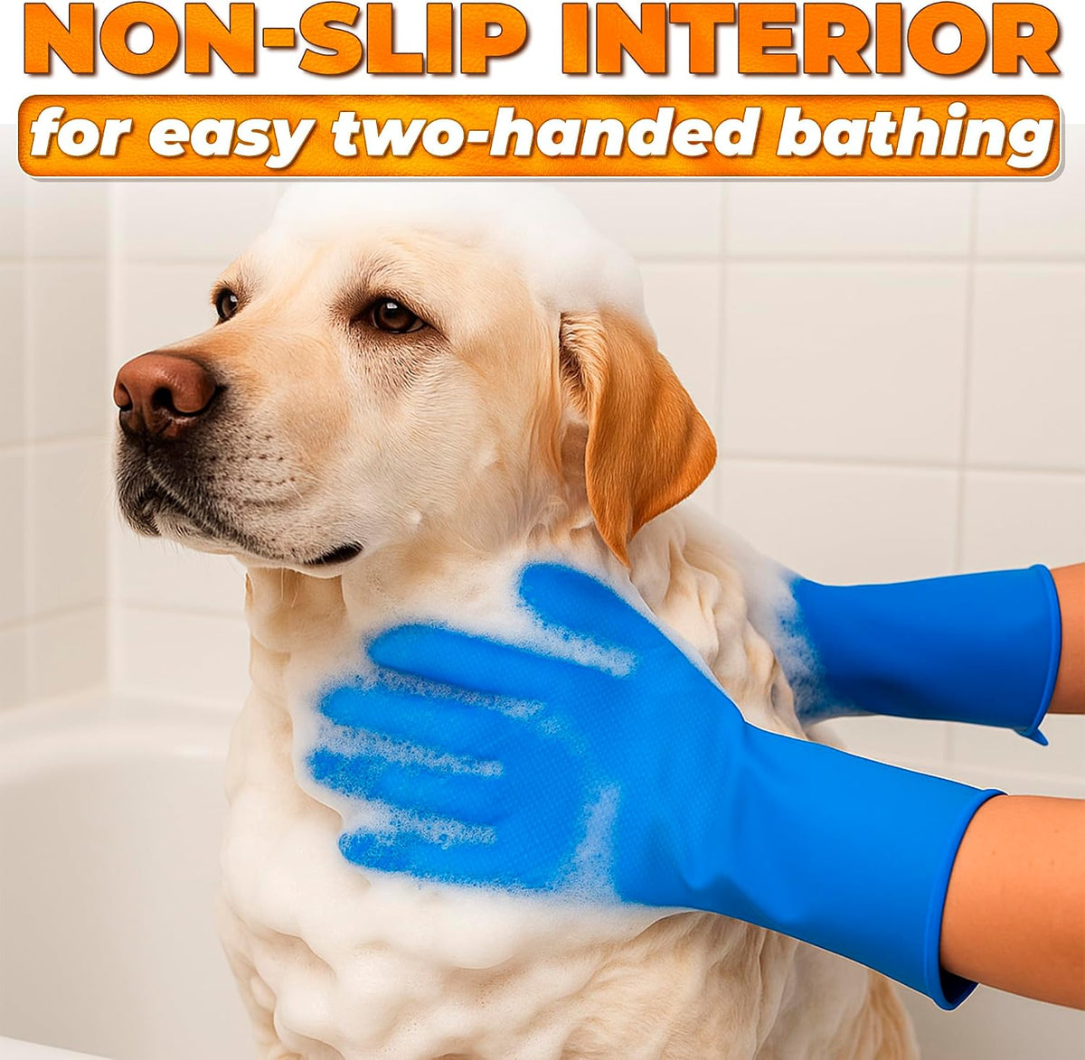 2-In-1 Cat and Dog Washing Gloves with 3000 Soft Bristles (Blue)