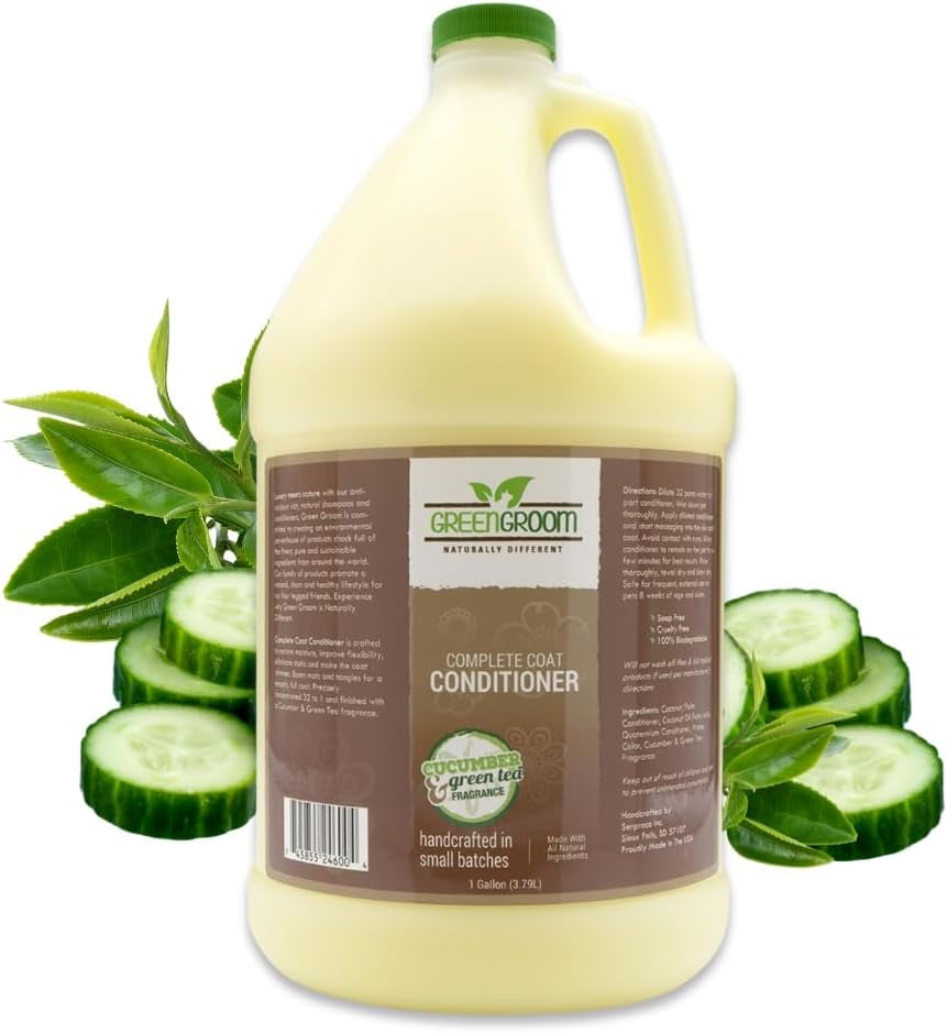 Green Groom Complete Coat Dog Conditioner, 1 Gallon, Detangler, Coconut Oil