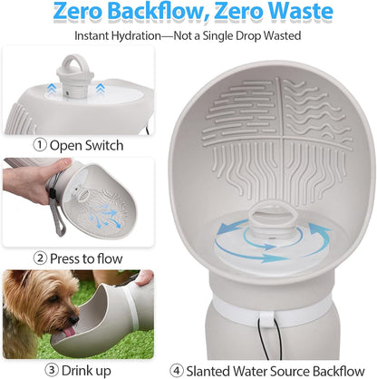Portable Dog Water Bottle, Leak Proof Collapsible Water Bottles Lightweight Dog Water Bottle Suitable for Pets Outdoor Walking, Hiking, Travel, Camping (Gray, 20.9, Ounces)
