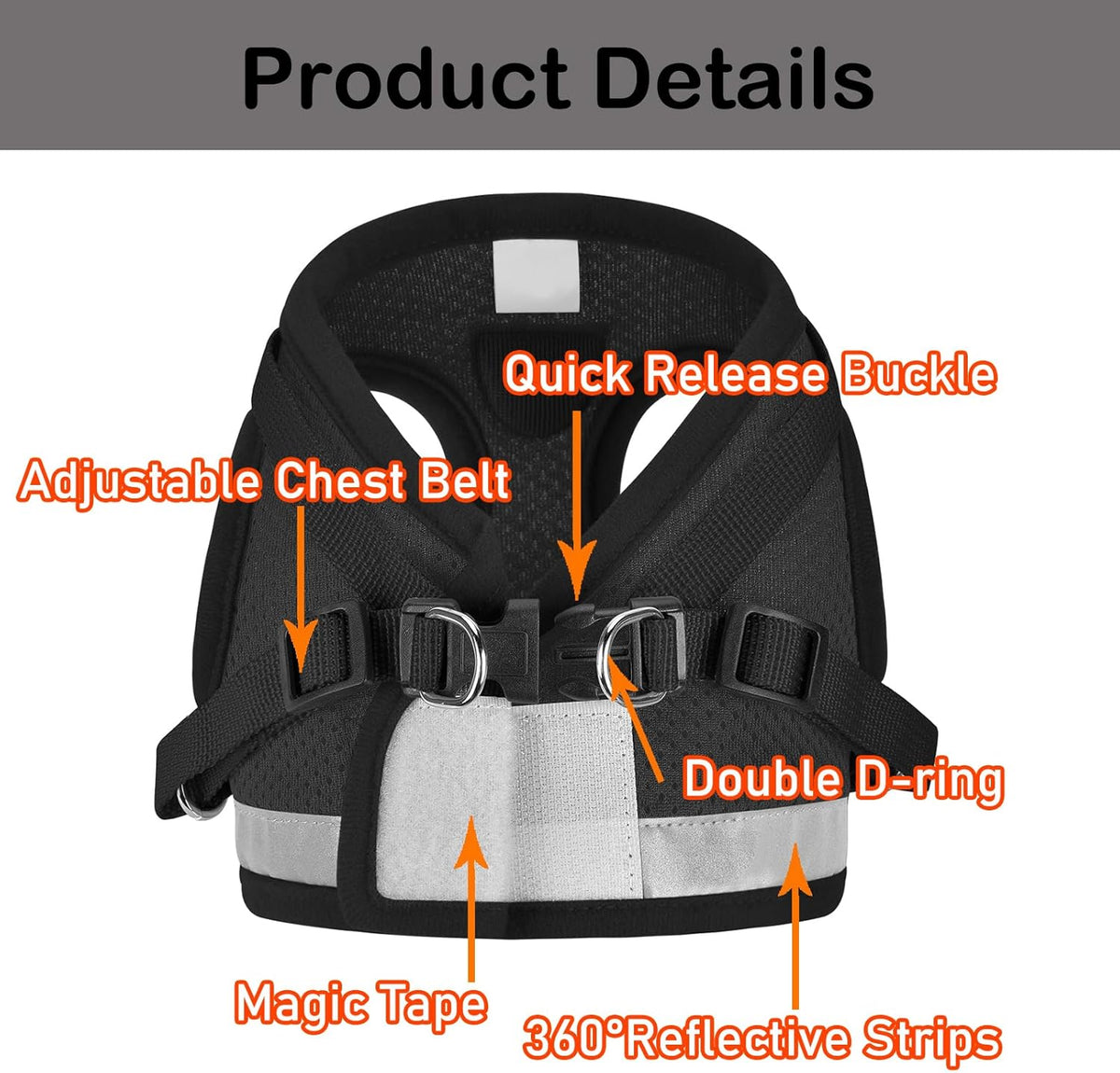 Cat Harness and Leash Set, Adjustable Step-In Reflective Soft Mesh Vest