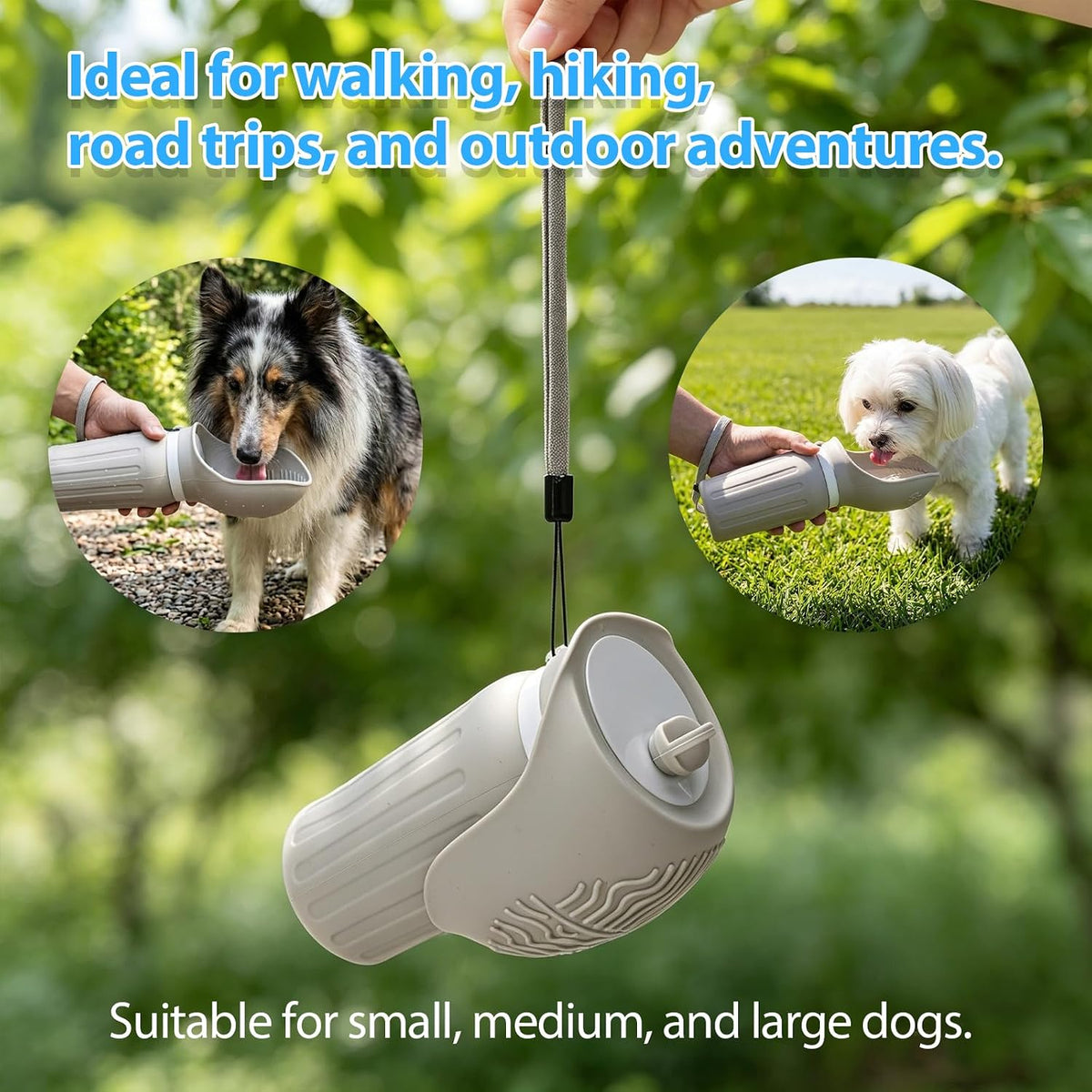 Portable Dog Water Bottle, Leak Proof Collapsible Water Bottles Lightweight Dog Water Bottle Suitable for Pets Outdoor Walking, Hiking, Travel, Camping (Gray, 20.9, Ounces)
