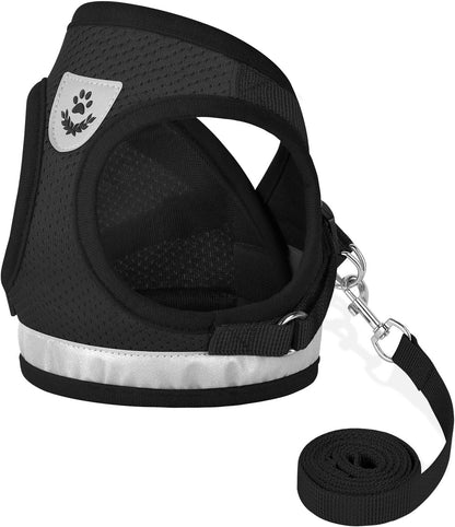 Cat Harness and Leash Set, Adjustable Step-In Reflective Soft Mesh Vest