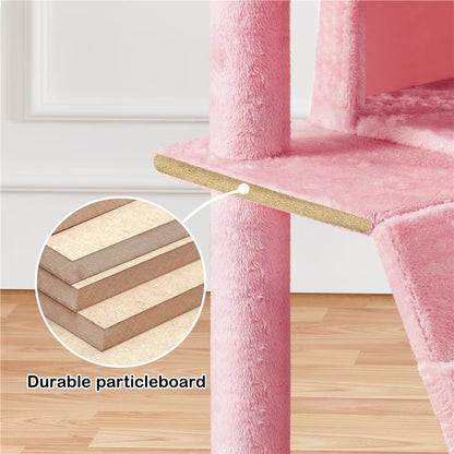 80″ Tall Multilevel Cat Tree with 2 Condos &amp; 3 Scratching Posts for Kittens, Pink