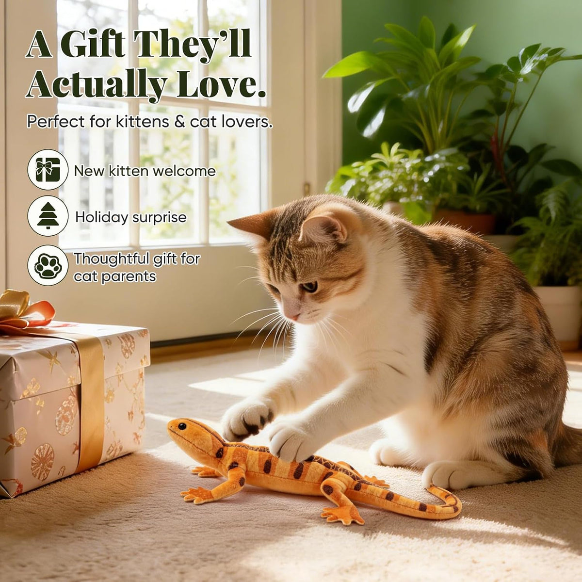 Plush Lizard Catnip Toys for Indoor Cats 4 Pack