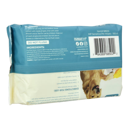 Sensitive Area Pet Wipes, 100 Count, for Dogs and Cats