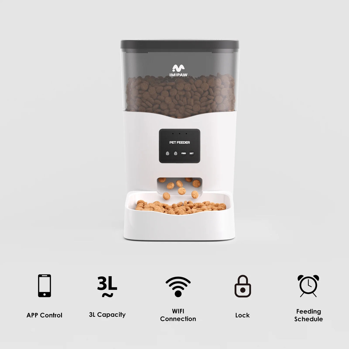 Smart Wifi Automatic Cat Feeder 3L Dog Pet Food Dispenser Scheduled Feeding with App Remote Control