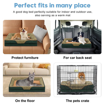 Dog Beds for Large Medium Small Dogs Orthopedic Pet Bed Sofa Supportive Egg Crate Foam Animal Couch with Removable Washable Cover Non Skid Bottom S to XL