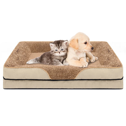 Dog Beds for Large Medium Small Dogs Orthopedic Pet Bed Sofa Supportive Egg Crate Foam Animal Couch with Removable Washable Cover Non Skid Bottom S to XL